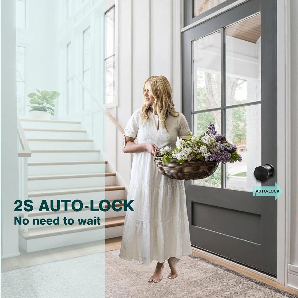 Door Knob with Keypad and Key, Keyless Entry Door Lock,Smart Digital Knob Unlock by Passcode/Keys/USB