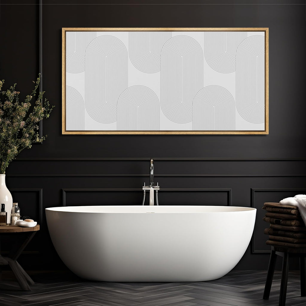 Extra Large Framed Canvas Print Wall Art Abstract Monochrome Minimalist Geometric Patterns Antique Retro Ready to