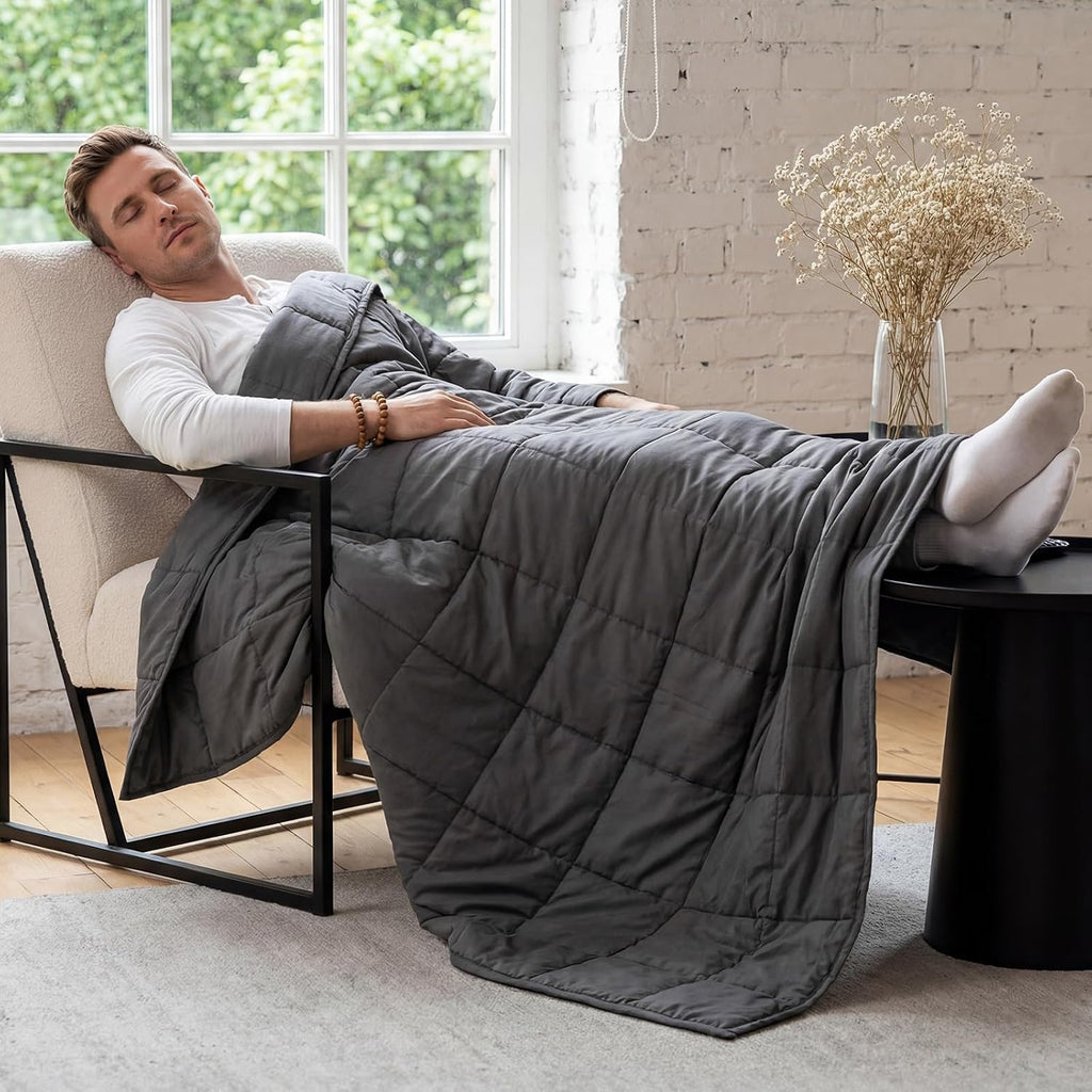 Cooling Weighted Blanket for Adults (10lbs, 48"x72") Heavy Blanket with Premium Glass, Queen Size Perfect for 190-210