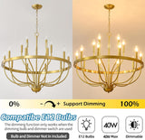 Gold Chandelier 15-Light Candle Chandelier Modern Farmhouse Pendant Lighting Fixture for Dining Room Bedroom Living Room Kitchen Island Foyer Entryway E12 Bulb Vintage Golden Ceiling Light A109-B0F98W9YF6
