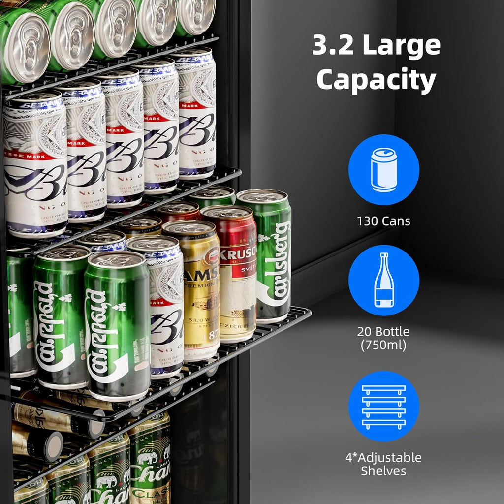Beverage Refrigerator Cooler -120 Can Mini Fridge Glass Door for Soda Beer or Wi