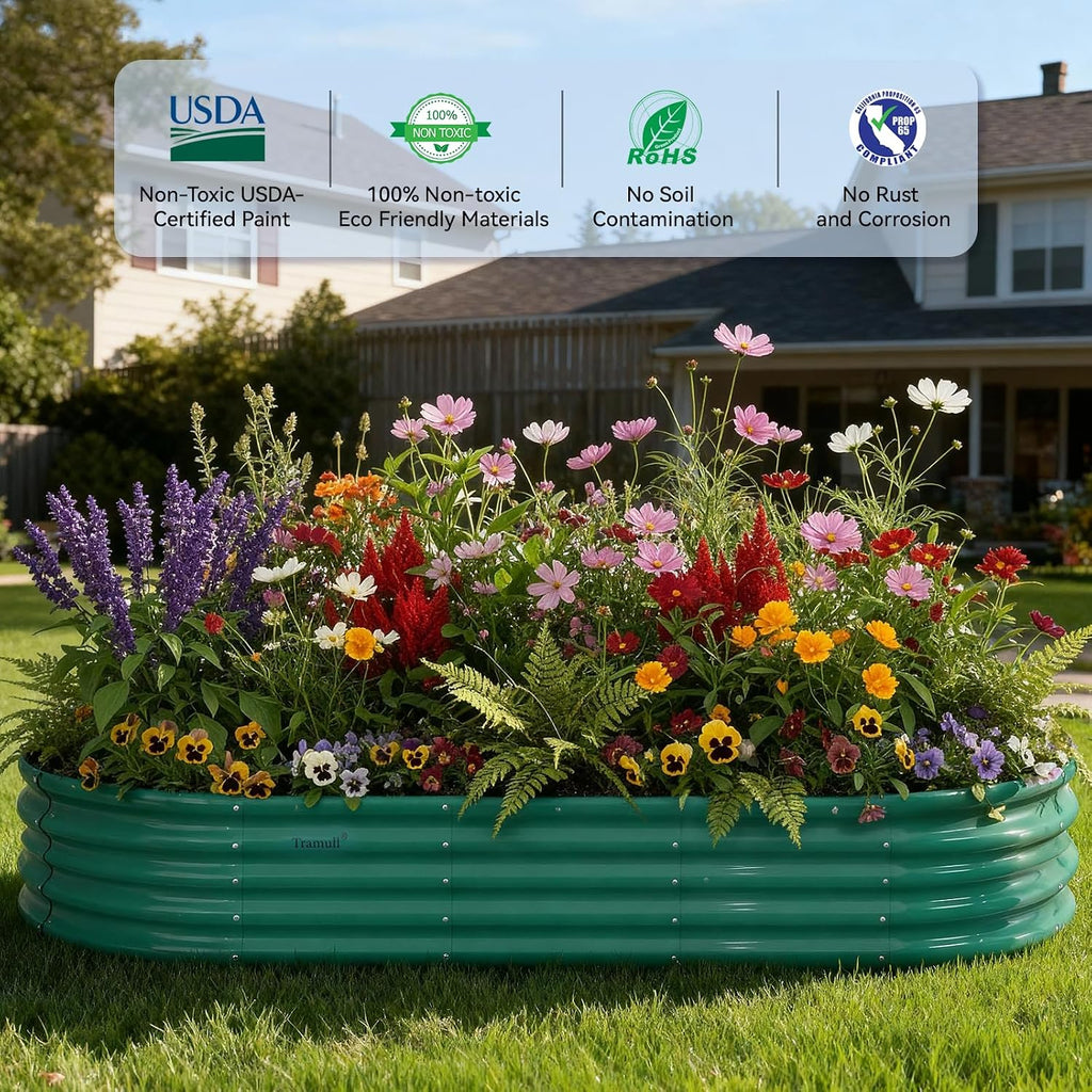 Galvanized Raised Garden Bed, 18" Tall Metal Raised Beds for Gardening | 8x3x1.5ft, Large Planters Boxes for Outdoor