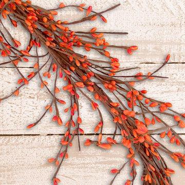 Artificial Fall Berry Garland, 6 Feet, Orange Berries, Decorative Mantle and Table Decor (Orrange)