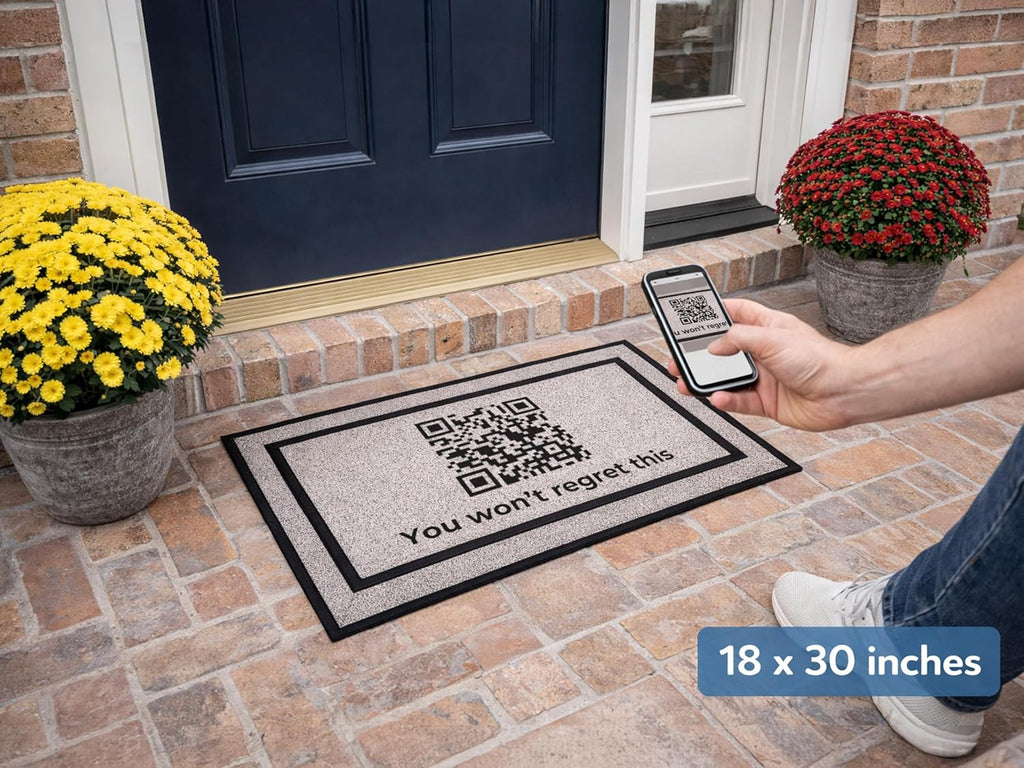 Rick Roll Door Mat | Funny Welcome Mat for Outside | 18 x 30 Rubber Backed Door Mat | Inside Doormat | Housewarming