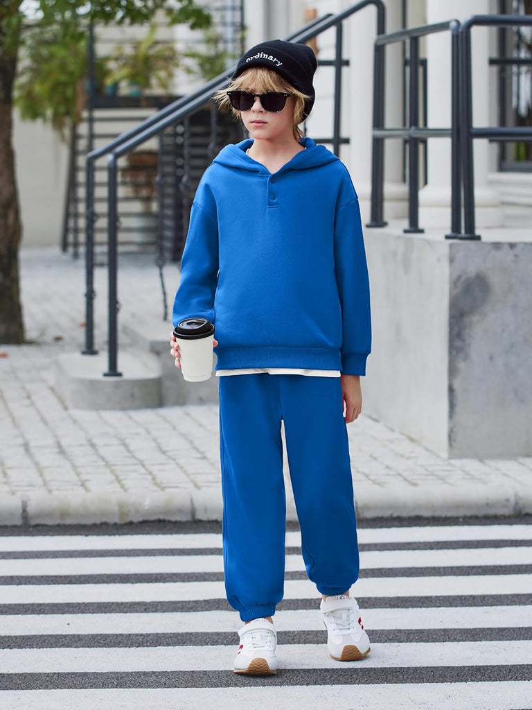 Boys 2 Piece Outfits Sweatsuit Snap Button Hoodie and Sweatpants