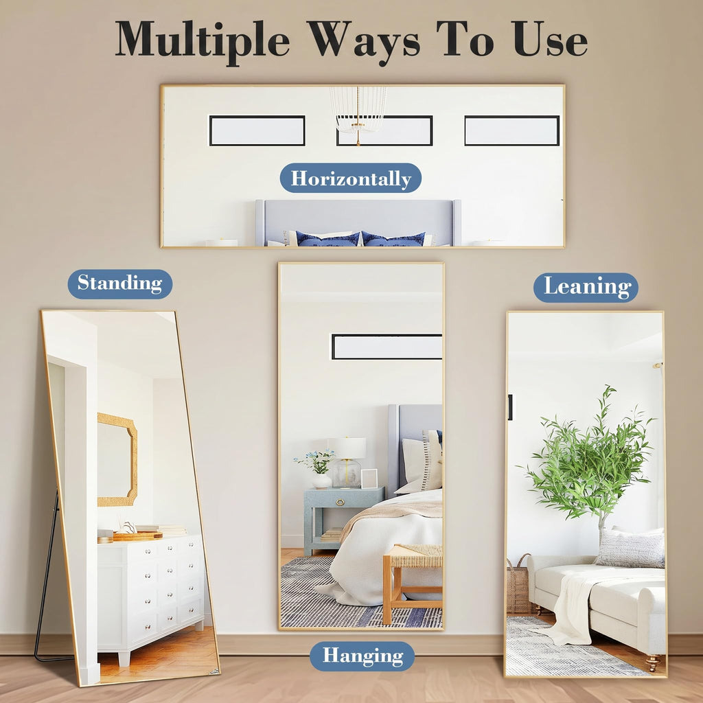64"x21" Full Length Mirror with Stand, Full Body Floor Mirror