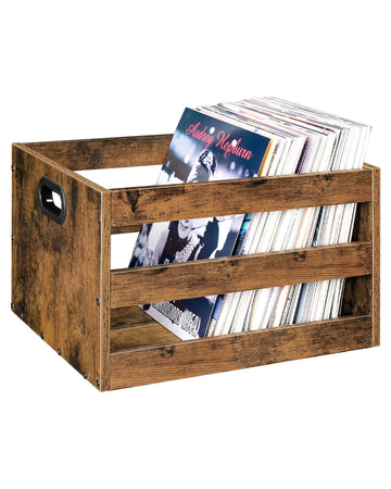 Vinyl Record Storage Crate, Record Storage Holder, Vintage Wood File Storage Organizer, Cube Photo Album Storage Box