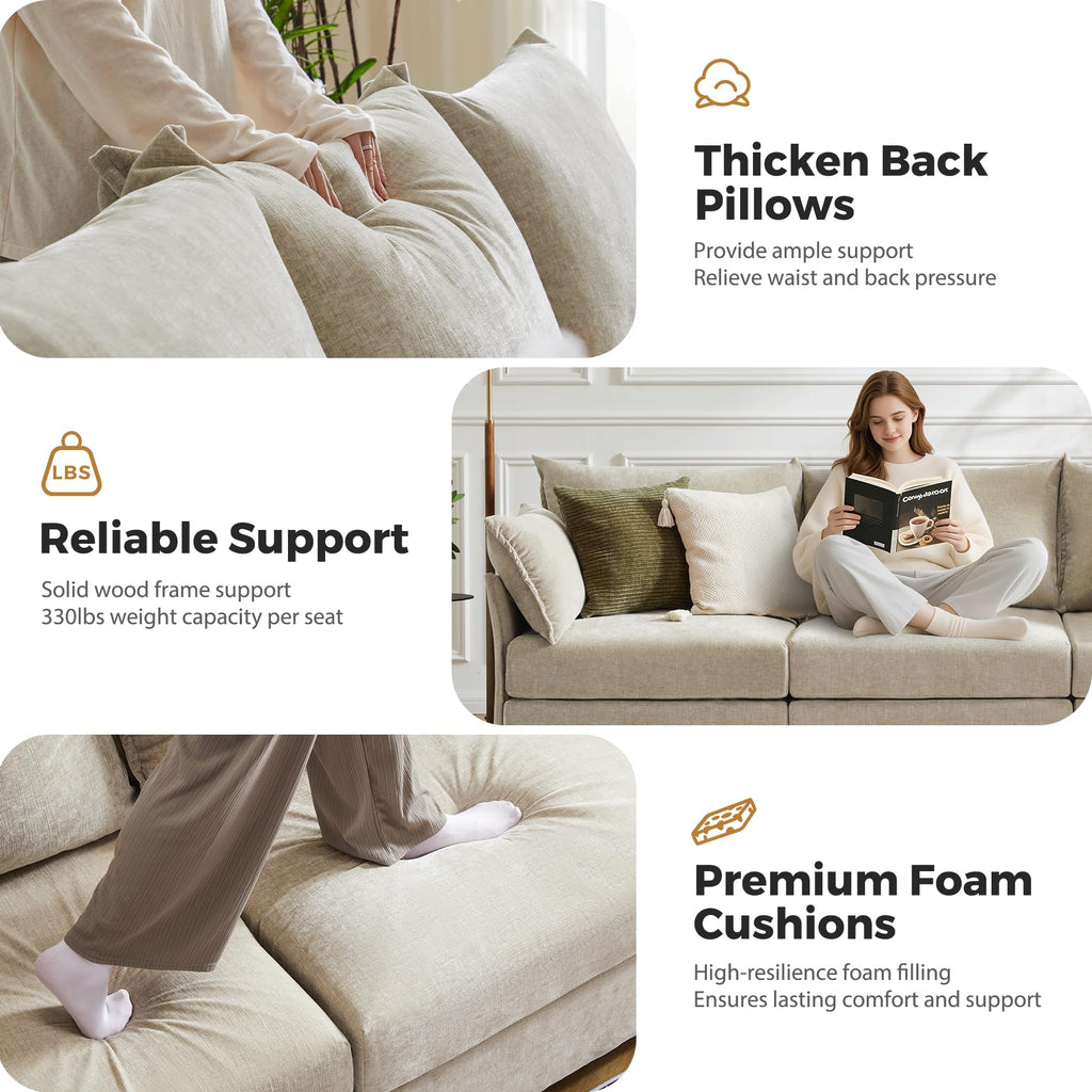 200.4" Oversized Modular Sectional Sofa, U Shaped Convertible Couch with Movable Ottoman, Large 10 Seats Corner