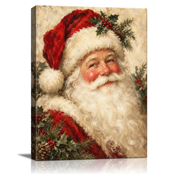 Vintage Santa Claus Christmas Wall Art, Old Santa Portrait Canvas Prints