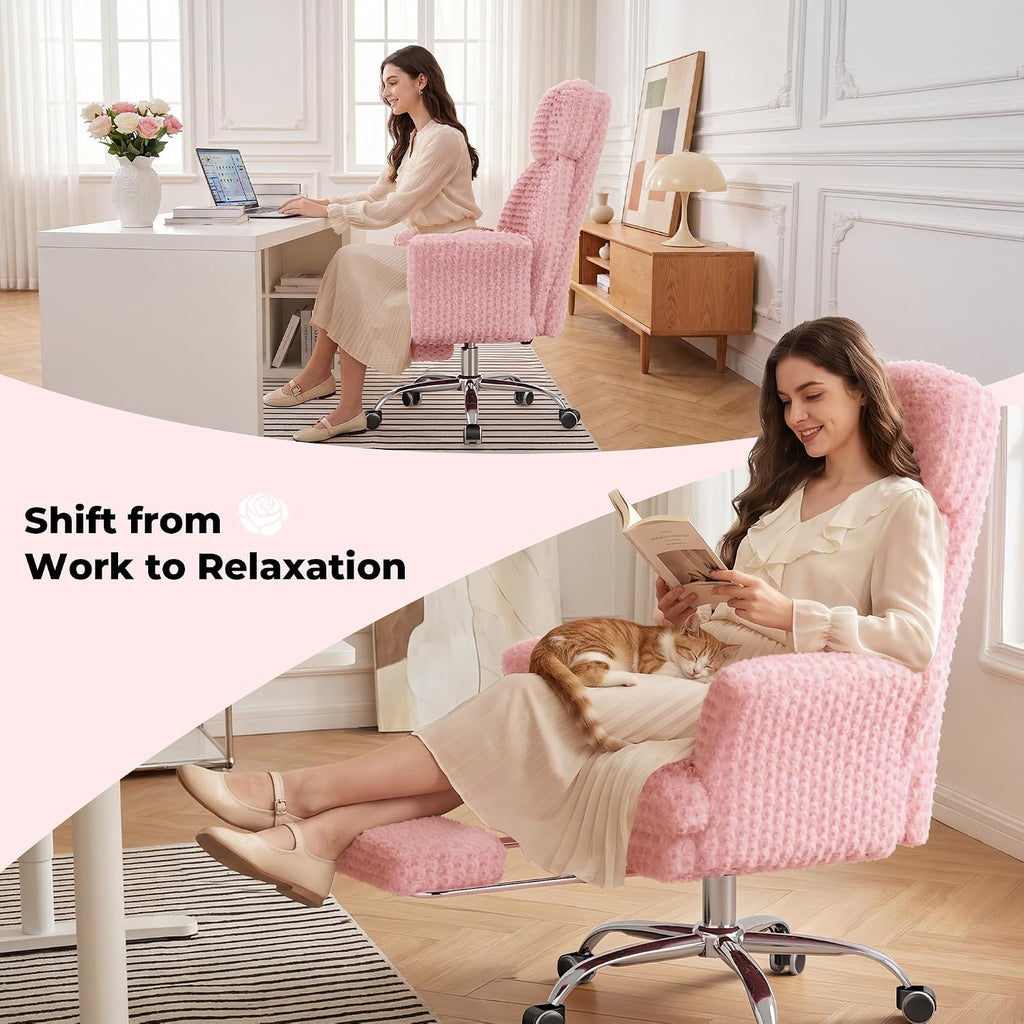 Big and Tall Office Chair with Foot Rest & Flip Armrests | Executive Ergonomic Computer Gaming Chair, for Pets &