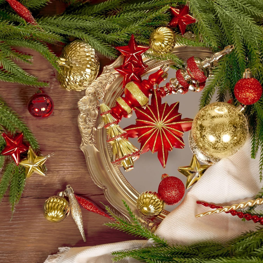 Assorted Christmas Tree Ornaments Set for Holiday Home - Set of 80