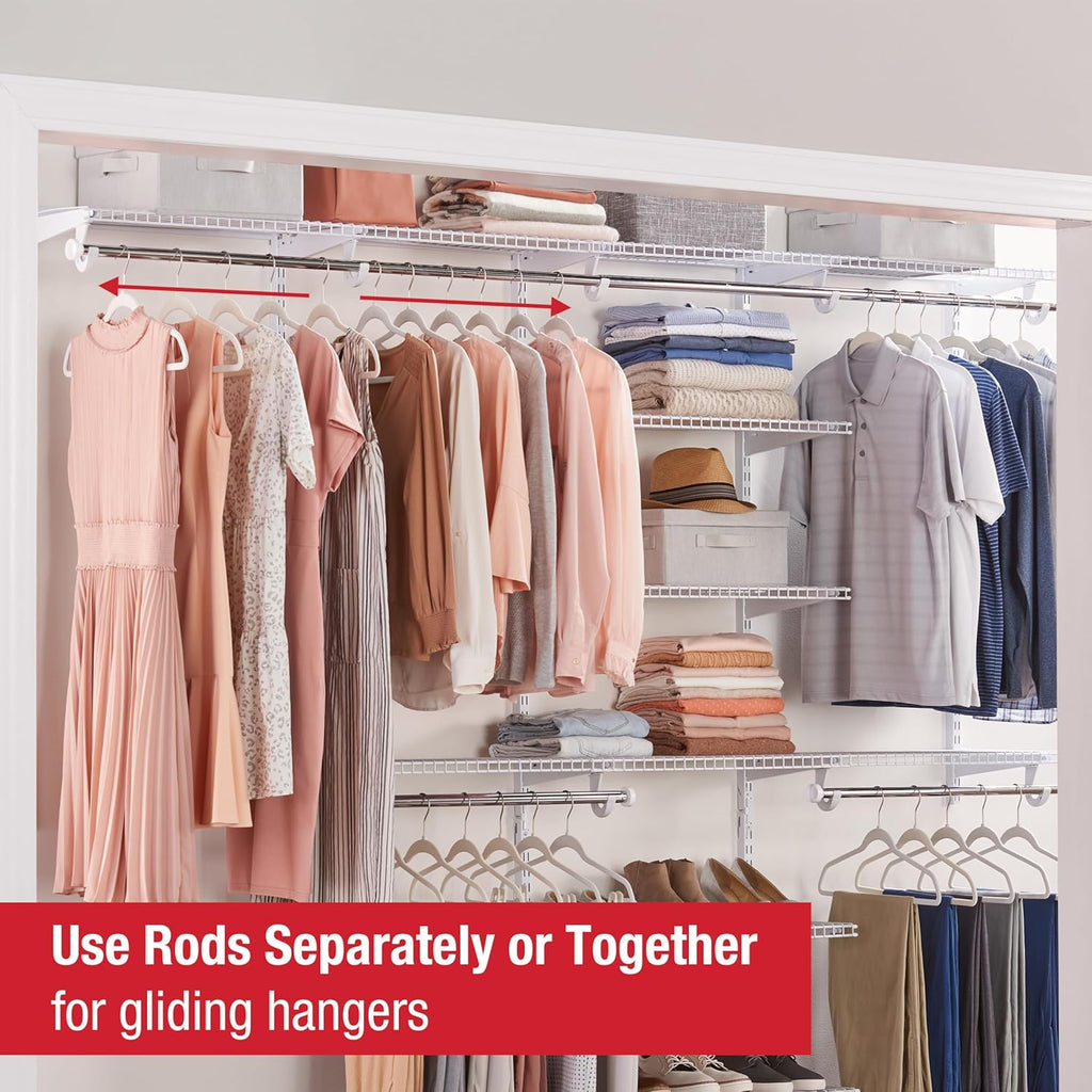 Configurations Deluxe Custom Closet Kit 4-8Ft. Adjustable Metal Wire Shelving White Finish Expandable Organization