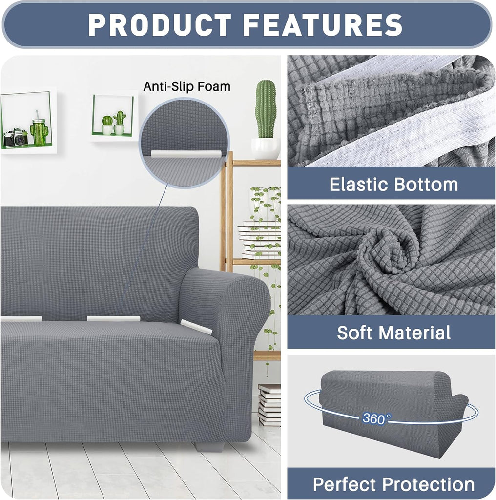 Super Stretch Chair Sofa Slipcovers 1-Piece Jacquard Chair Covers Soft Anti Slip 1 Seater Couch Furniture Protector