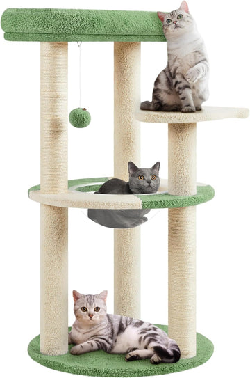 Cat Tree, 35.5in Cat Tower for Indoor Cats, Cat House with Scratching Posts & Padded Perch & Space Capsule, Cute