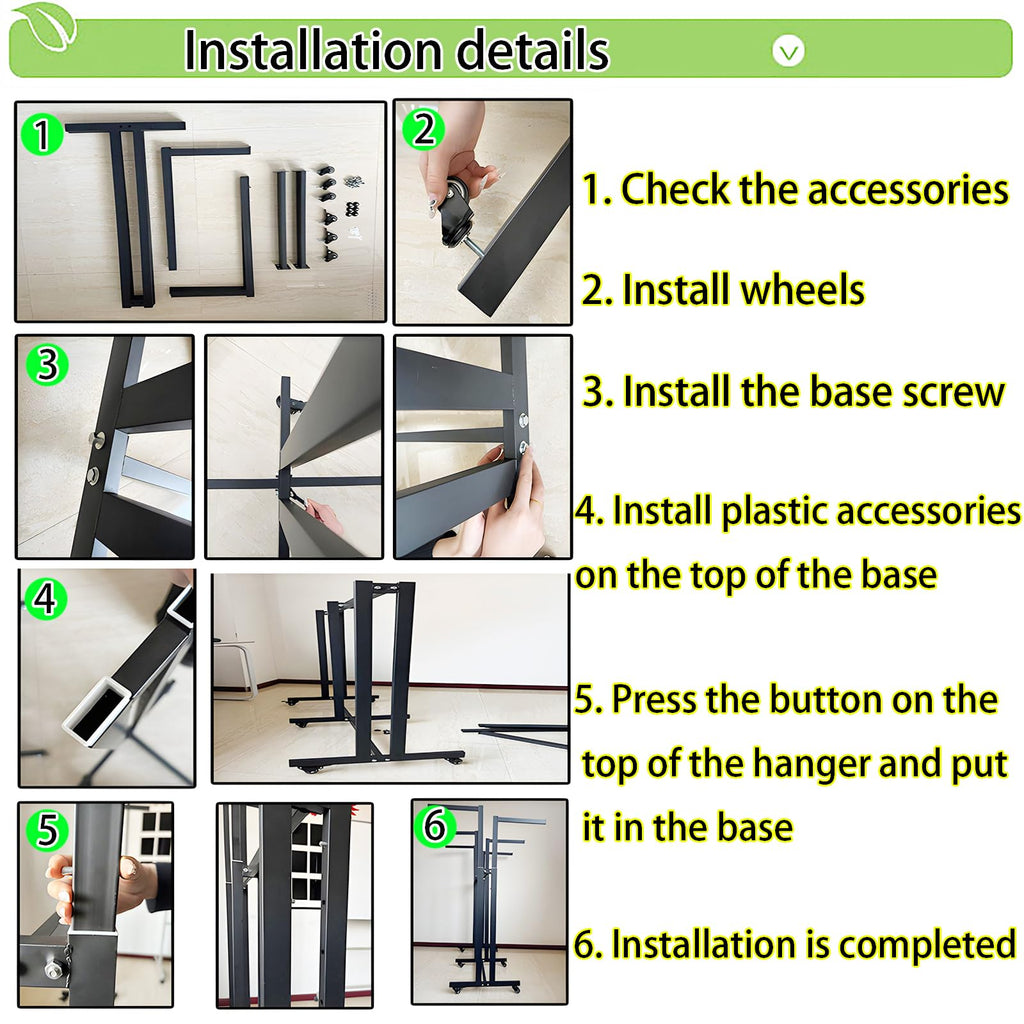 Floor Standing Metal Garment Rack - Heavy Retail Display Racks With Wheels, 6 Arms Clothing Rack, Square Tubing