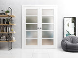 Quadro 4002 | Double Swing Interior French Doors with Glass with Frosted Glass, MDF, Hardware Includ