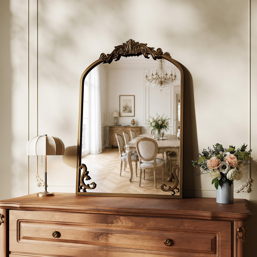 Vintage Wall Mirror, 30"x22" Arched Antique Mirror