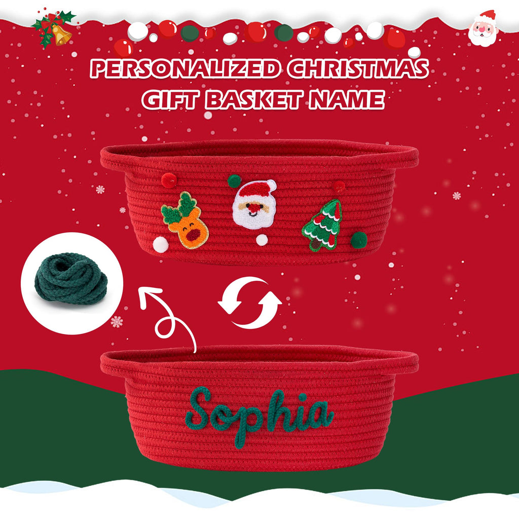 Christmas Gift Baskets Empty, Woven Rope Christmas Baskets for Gifts, 2 Pcs