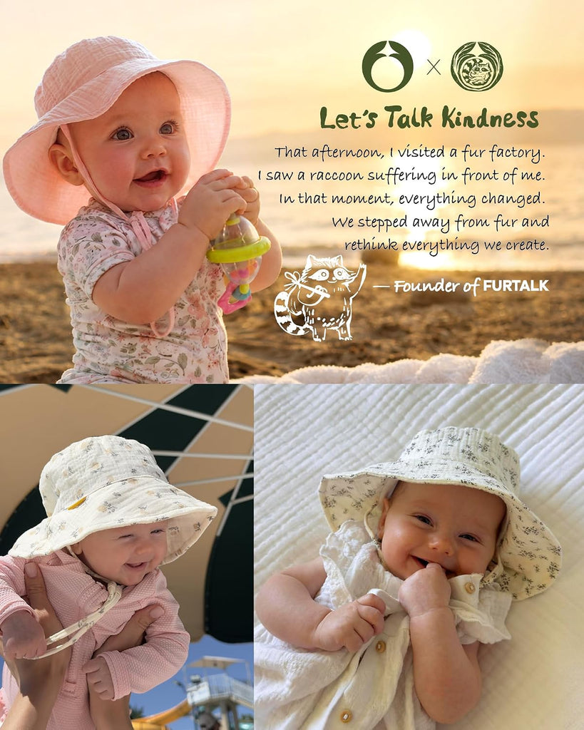 Baby Sun Hat Muslin Cotton Toddler Bucket Hat for Girls Boys Wide Brim UPF 50+ Summer Beach Hats