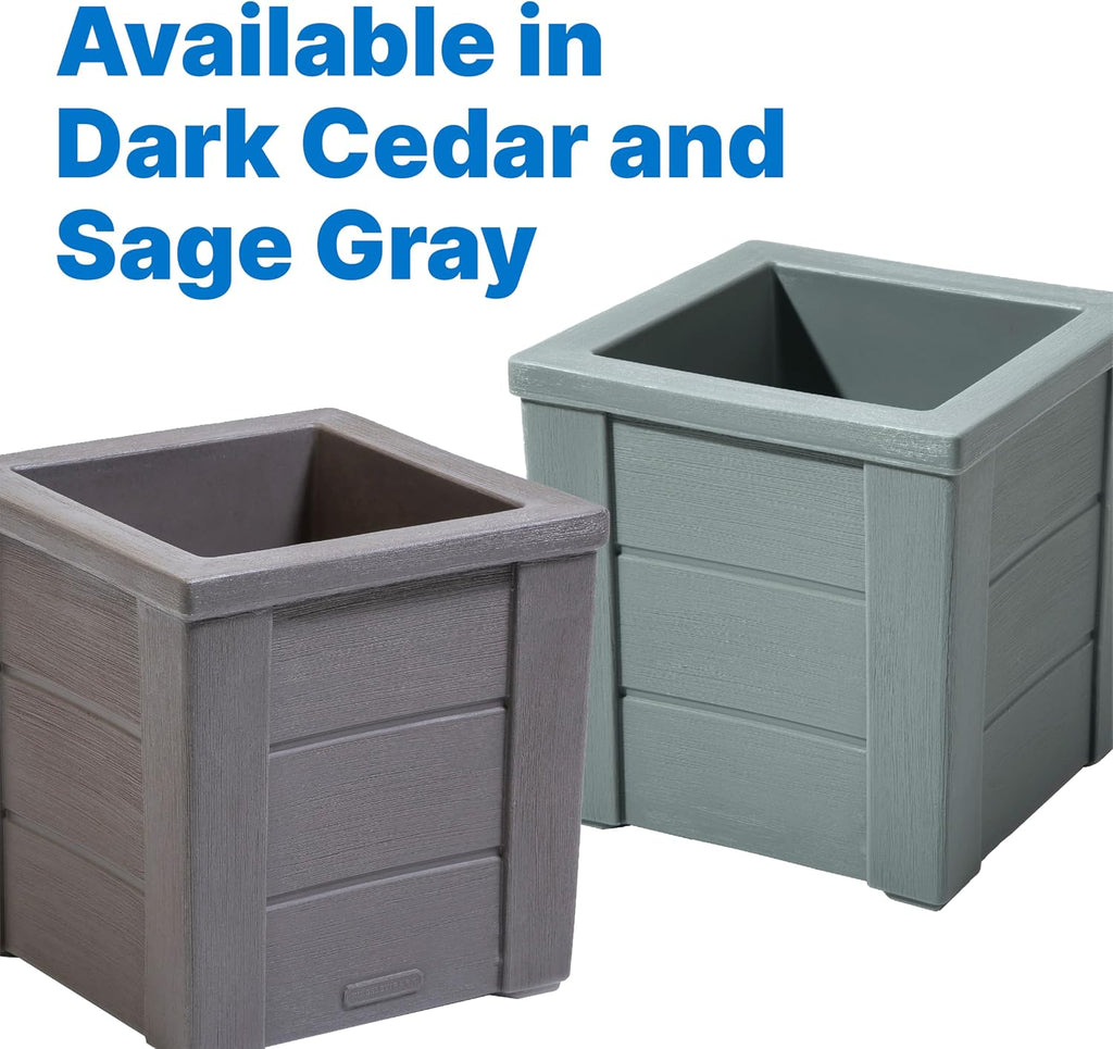 Lakewood Square Planter, Large Planters for Outdoor Plants, Gardening and Flower Pot or Porch, Efficient Drainage