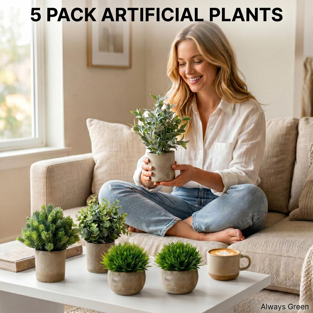 5 Pack Fake Plants Indoor