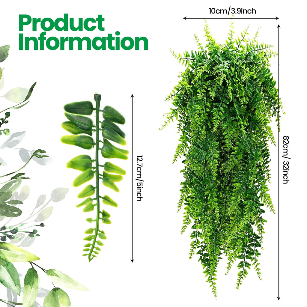 88 Pcs Artificial Hanging Plants Boston Ferns 32 Inch Plastic