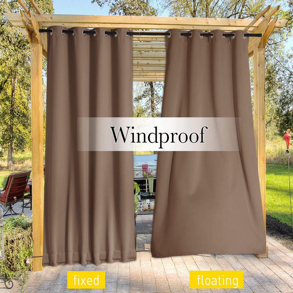 Weighted Curtains Waterproof W66xL84 Tan 2 Panels