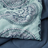 10-Piece Bed-in-a-Bag Comforter Set, Soft, Lightweight Microfiber, Full/Queen, Sea Foam Medallion