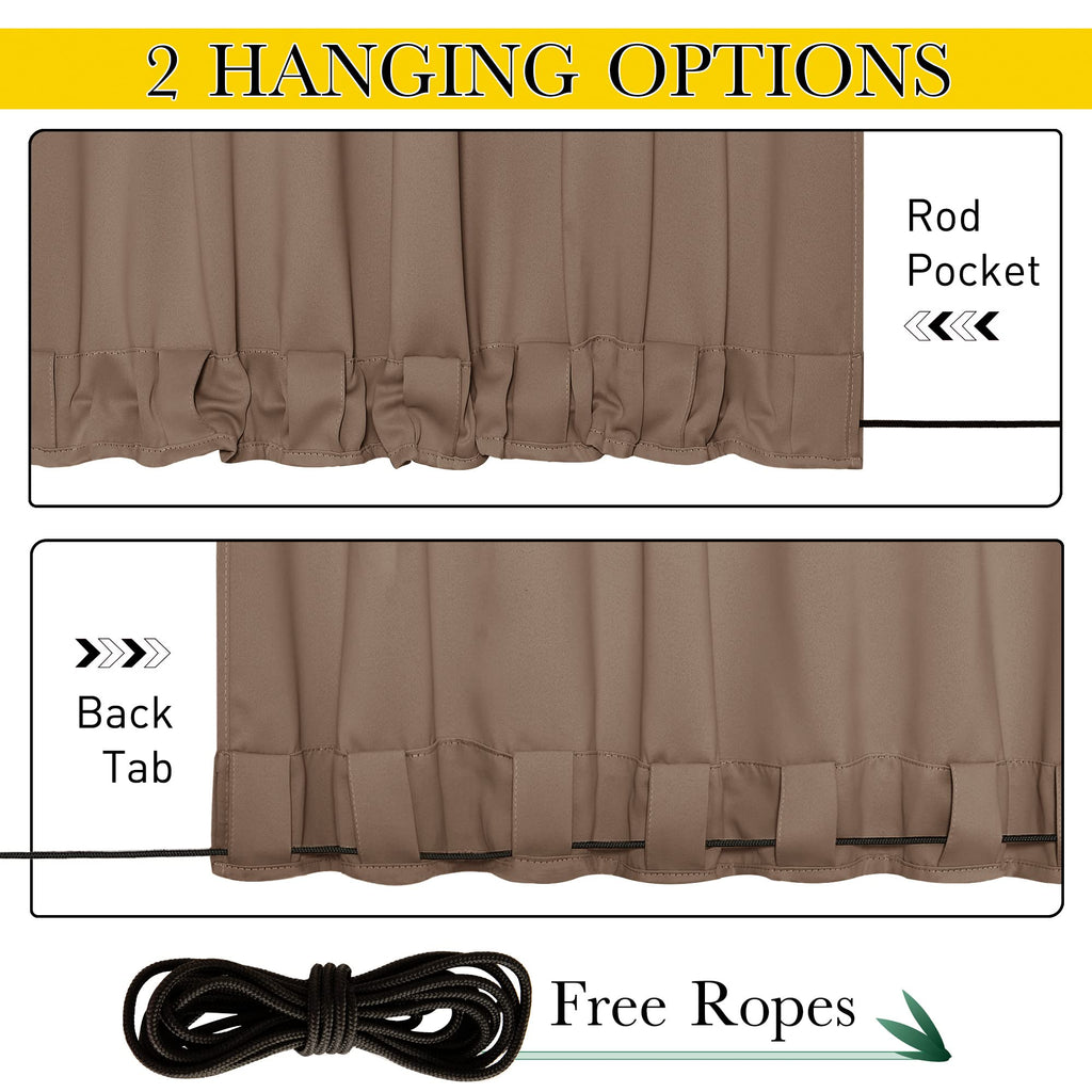 Weighted Curtains Waterproof W66xL84 Tan 2 Panels
