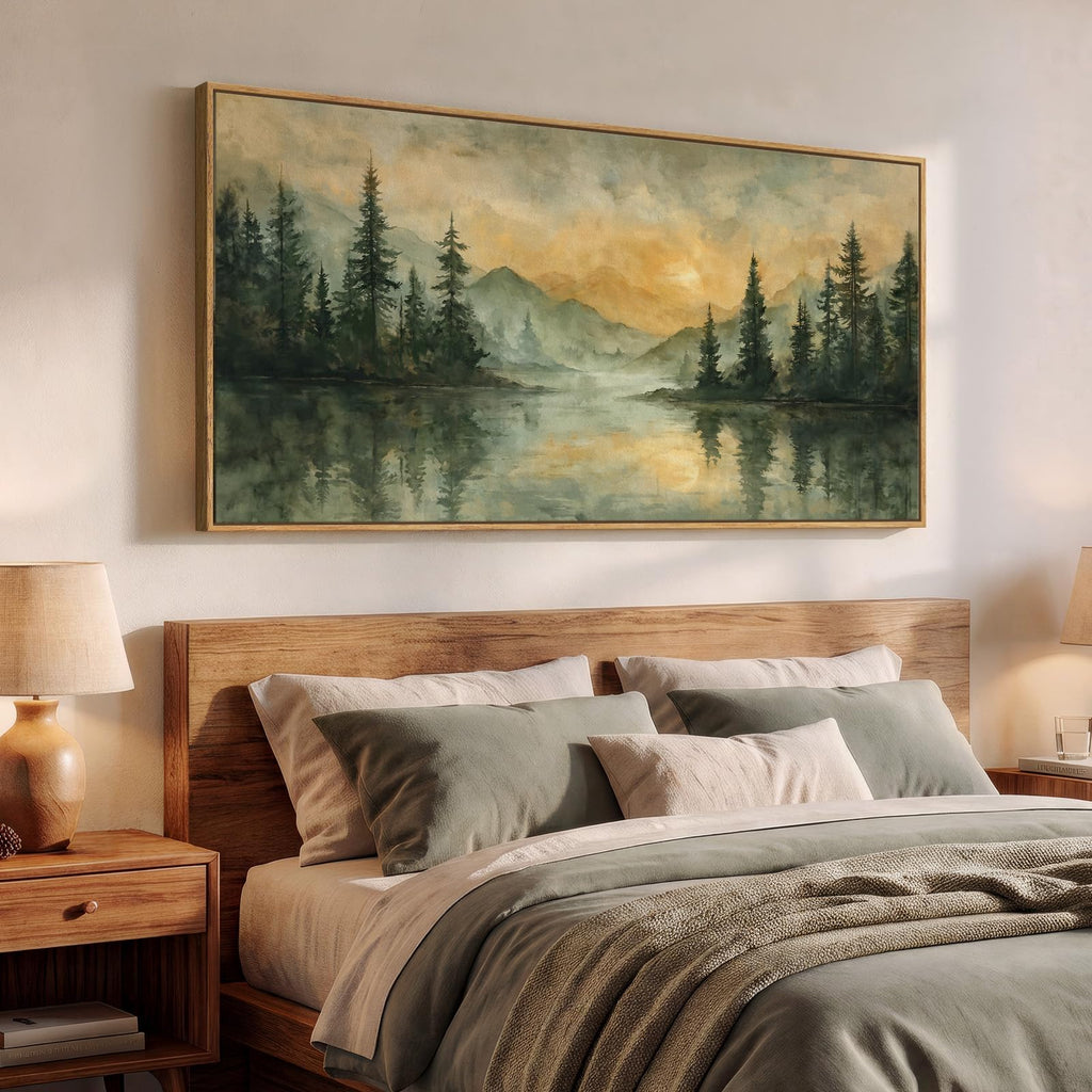 Extra Large Framed Vintage Landscape Wall Art, 60x30 Inch