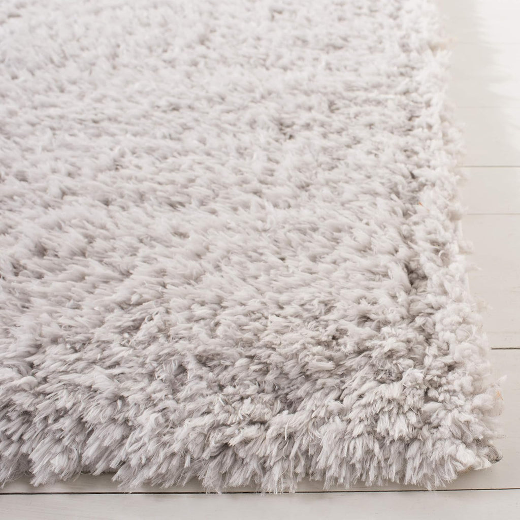 Madrid Shag Collection Area Rug - 3' Square, Silver, Solid Design, Non-Shedding & Easy Care, 1.6-inch Thick Ideal for