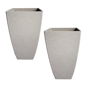 Plant Pots 2 Pack - Modern Indoor/Outdoor Planters Decor - Weather-Resistant Large Flower Pots - Lightweight 22