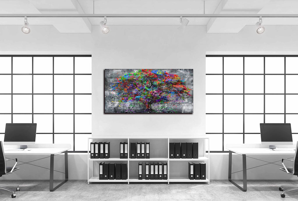 Tree Large Canvas Wall-Art - Graffiti Forest Wall Art - Abstract Modern Home Office Wall Decor Ready to Hang Size 59"