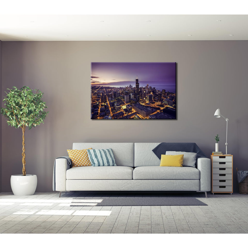 Chicago Wall Chicago City Skyline Wall Decor Picture Canvas HD Printed Illinois Cityscape Poster Paintings Stretched