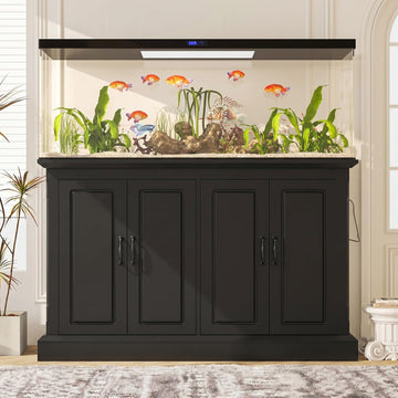 55-75 Gallon Aquarium Stand with Power Outlet, Heavy Duty Fish/Turtle Tank Stands with 4 Cabinets, Reptile Tank Stand