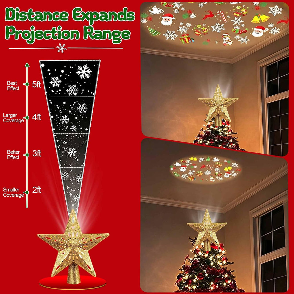 Star Tree Topper with LED Projector, 6 Projection Modes