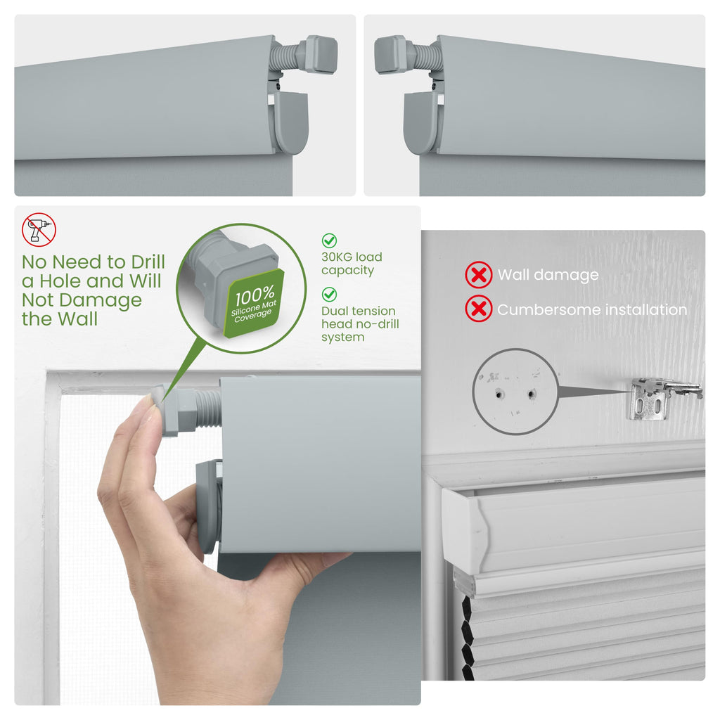No Drill No Tools Blackout Roller Shades for Windows