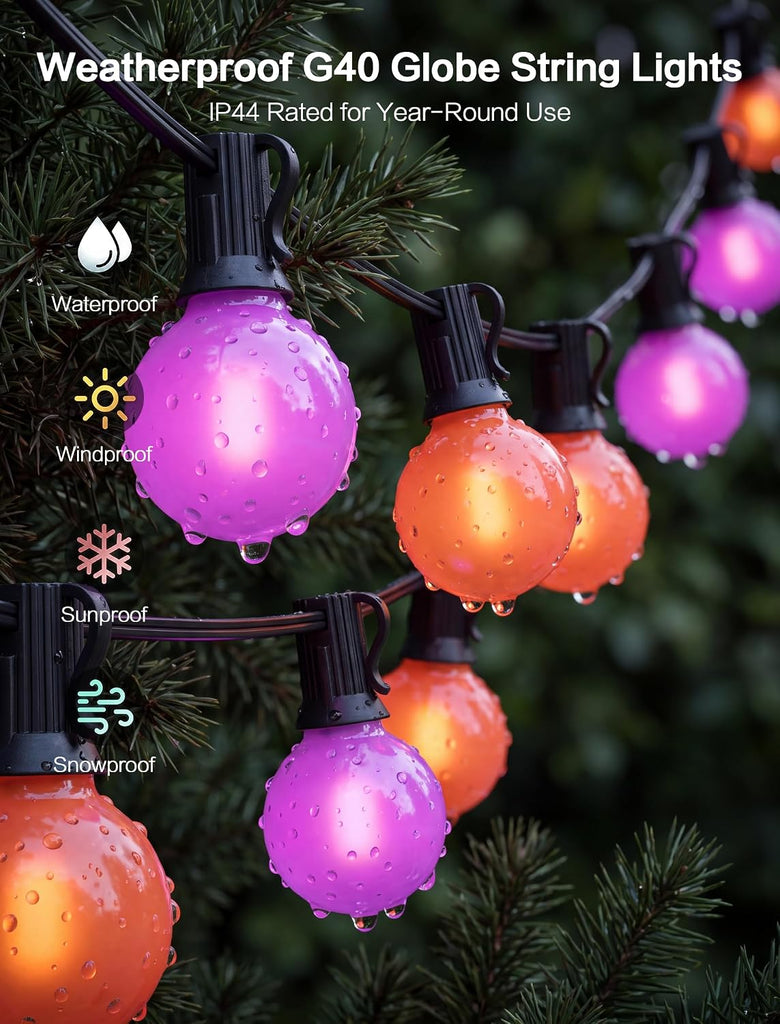 50FT Purple and Orange Christmas Lights, Opaque 50 LED Count Christmas LED String Lights, Indoor Decoration Lights