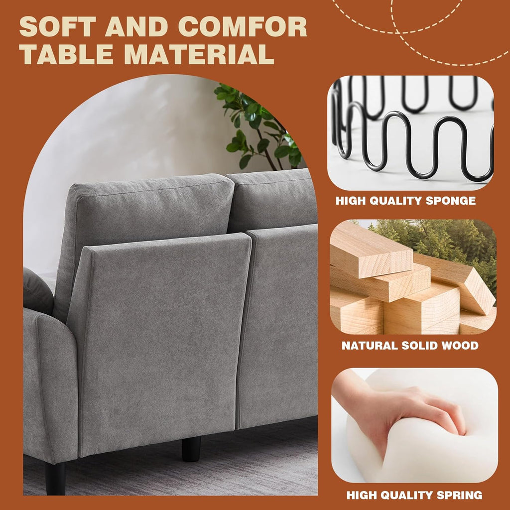 Convertible Sectional Sofa Set, Modern L Shaped 3 Seat Sofa with Reversible Chaise and Love Seat Sofa