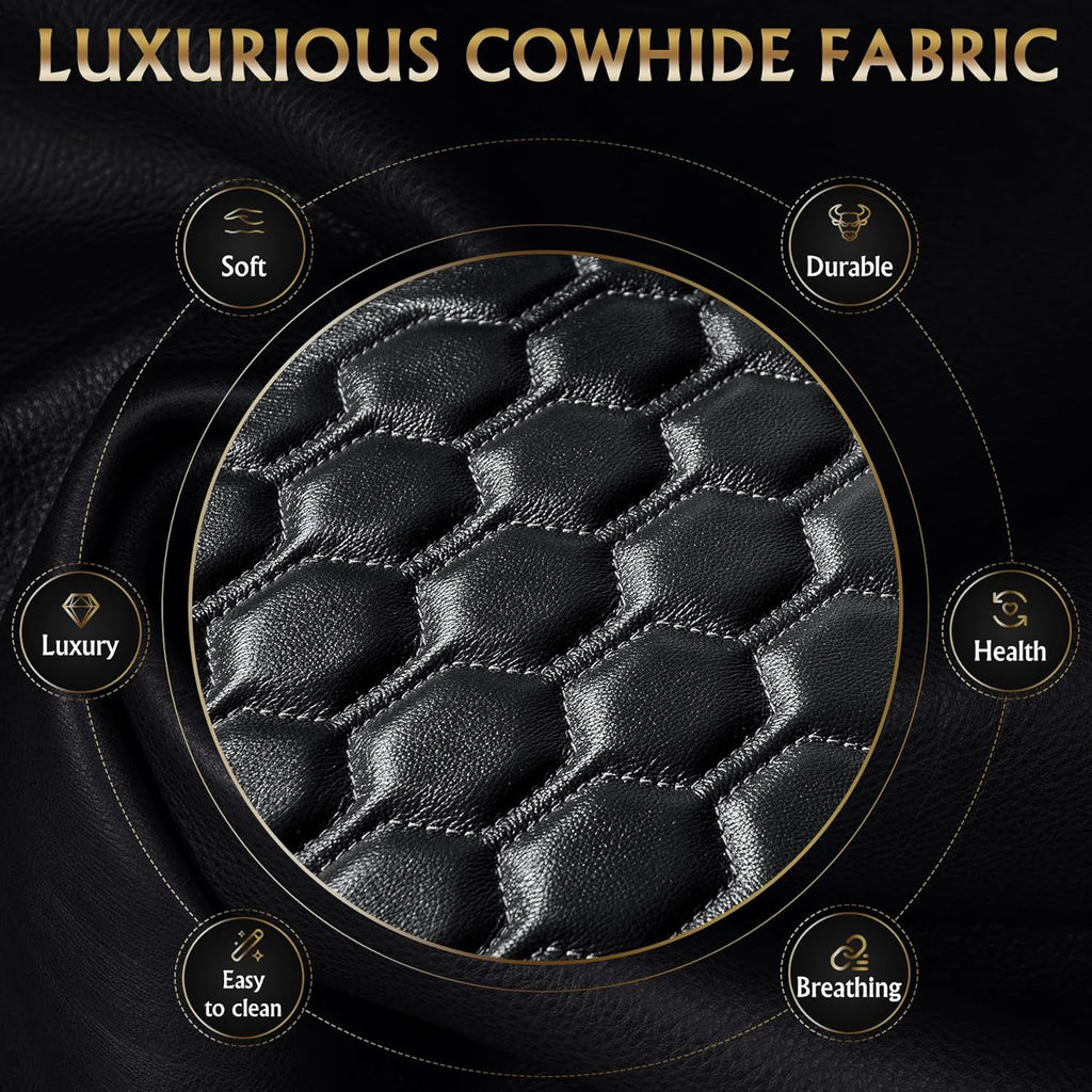 Home Theater Seating, Living Room, Powered Headrest, Powered Lumbar, Italian Leather, Powered Recline (Black