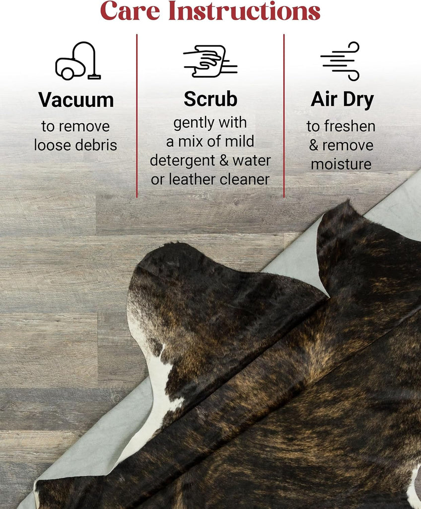 Dark Brown Brindle Cowhide Rug 6x8 ft, Real Hair on Hide Rug | Dark chocolate brown brindle stripes. Genuine hair on