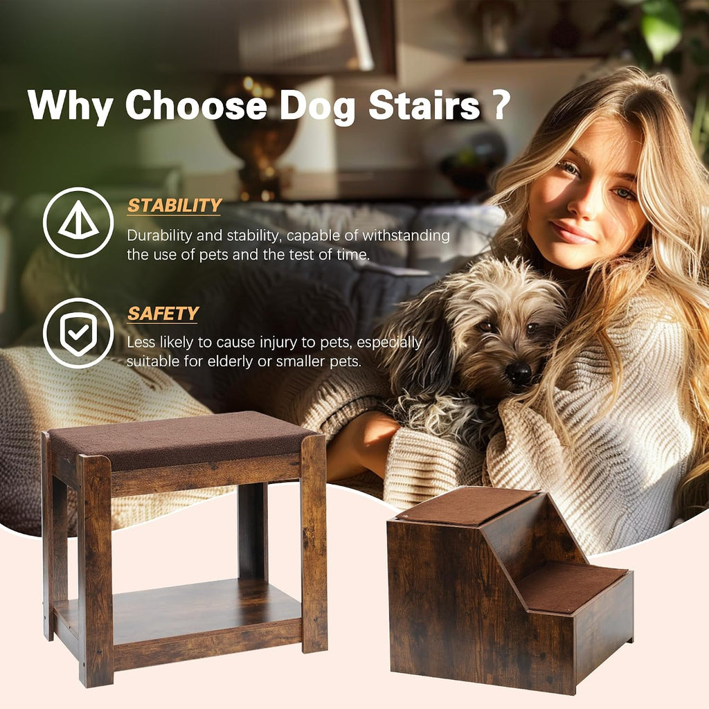 Pet Bunk Bed with Removable Step for Dogs and Cats, Non-Slip Removable Soft Pads, Window Perch
