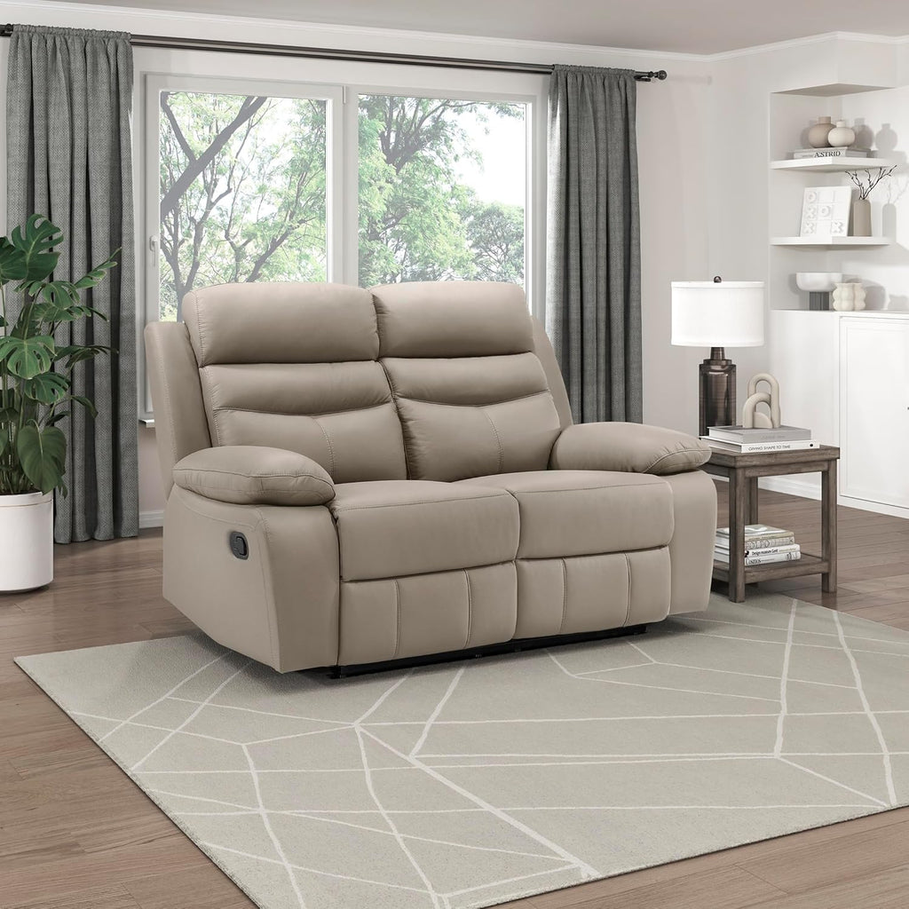 64" W Manual Reclining Loveseat, Top Grain Leather Match Reclining Love Seat, Home Theater Seating