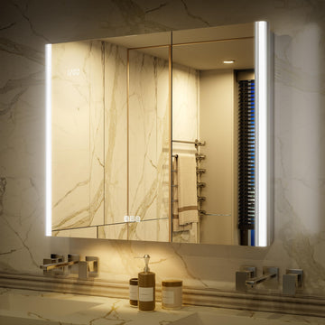 36x30 Lighted Medicine Cabinet Mirror, Smart Night Lamp, Anti-Fog