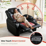 ANJ Power Recliner Chair,Home Theater Seating with Adjustable Headrest,Cup Holders,USB Port,Hidden Arm Storage(Black)