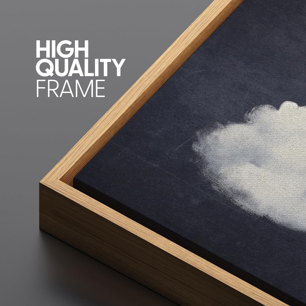 Extra Large Framed Canvas Print Wall Art Solitary Cloud Minimalist Sky Illustrations Modern Art Calm Warm - 60"x30"
