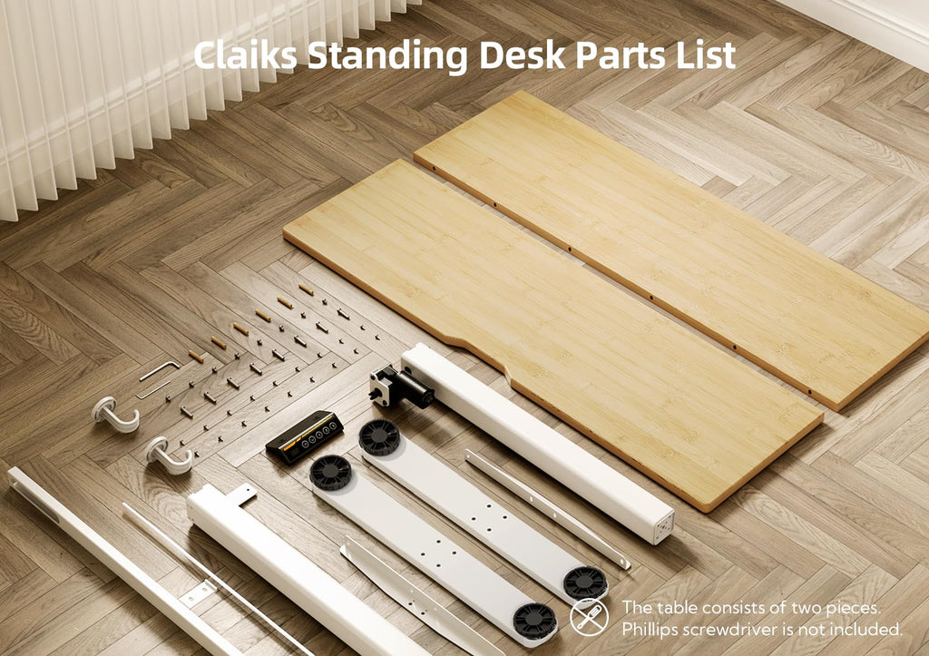 Electric Height Adjustable Standing Desk, 55x24 Inch, Bamboo
