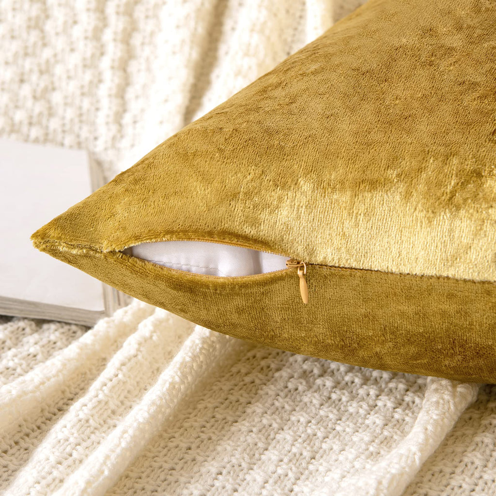 12x20 Inch Lumbar Velvet Throw Pillow Covers Golden