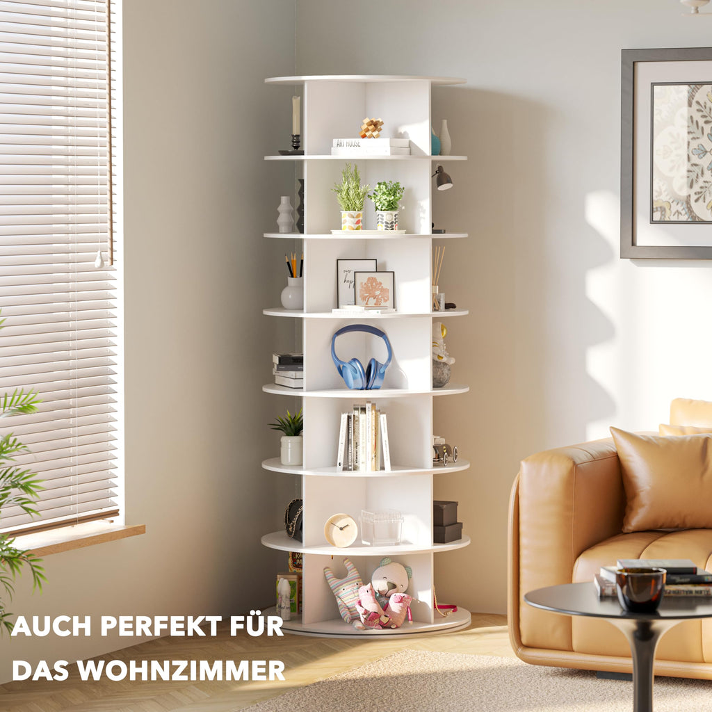 7 Tier Rotating Shoe Rack Tower, Spinning Shoe Display Lazy Susan, Revolving 360 Shoe Rack Storage Round Carousel