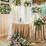 4 Sets Acrylic Candelabra Centerpieces 42.5" Tall Clear Candle Holders Pillar Taper Candlestick with Lampshades 5 Arm
